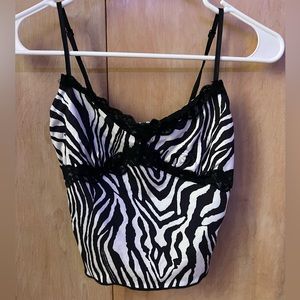 Shein Zebra Lace Cross Top